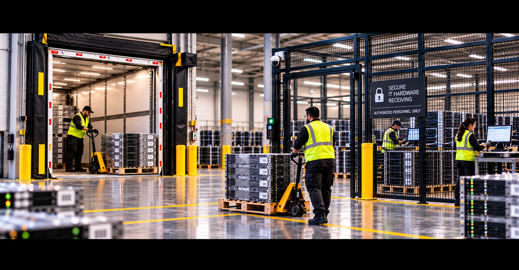 Secure IT hardware receiving and processing inside an enterprise ITAD facility
